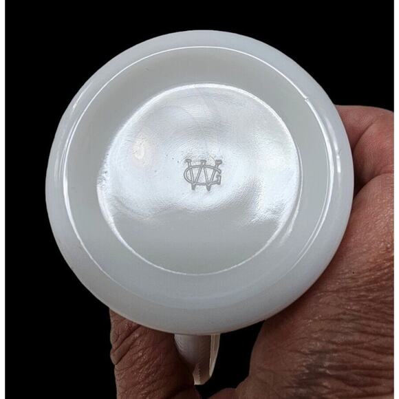 Milk Glass Cream Sugar Set Old Quilt Pattern White Vintage 1940s Westmoreland - Picture 10 of 13